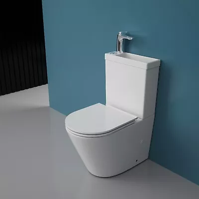 Durovin Bathroom Toilet Pan Close Coupled WC And Cistern Ceramic White Plus Sink • £204.95