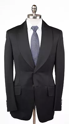 VERSACE Black Wool Tuxedo Jacket Modern Fit Shawl Lapel Suit Separate 38 L EU 48 • $699.99