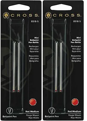 Cross Tech3 Tech4 Mini D1 Ballpoint Pen Refills Red 2 Packs 4 Refills • $9.95