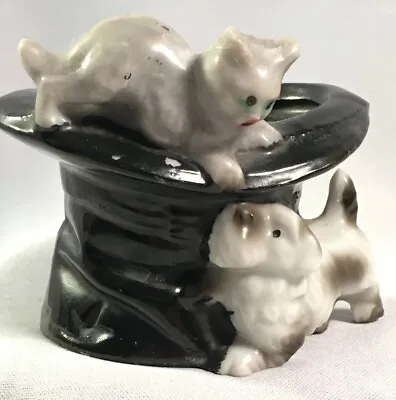 $12 • Buy VTG Ceramic Dog Cat Top Hat  Vase Figurine | Japan