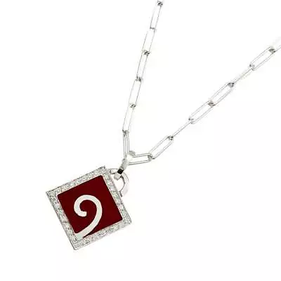 La NOUVELLE BAGUE Diamond Enamel Necklace 18K White Gold 750 90213808 • $828.77