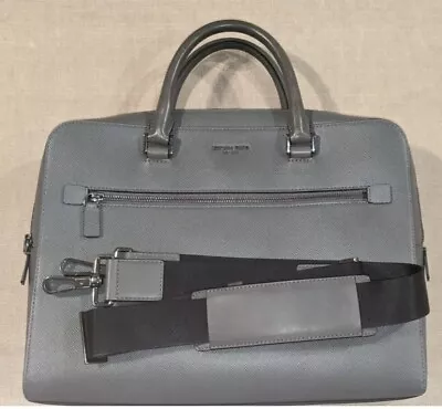 Michael Kors Harrison Briefcase Laptop Bag Crossgrain Leather Grey • $70