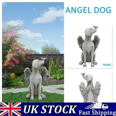 Cartoon Angel Dog Statue Creative Garden Sculpture Decor Outdoor Garden Statues • £14.90