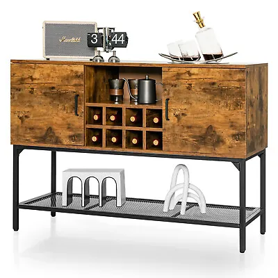 $139.98 • Buy Industrial Kitchen Buffet Sideboard 2-Door Console Table W/Open Shelf Wine Rack