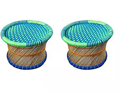 Patio Handicraft Cane Bar Bamboo Stick Muddhi Furnishing Color: Blue Set Of 2 • $214.50