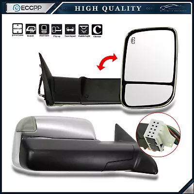 Chrome Power Heated Tow Mirrors For 2009-2017 Dodge Ram 1500 2010-2017 2500 3500 • $138.79
