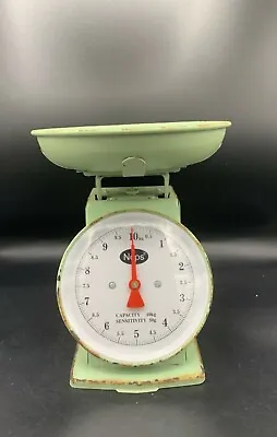 NOPS Seafoam Green Metal Farmhouse Rustic Food Scale Vintage • $39.99