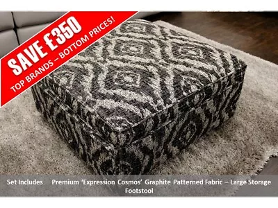 Collins & Hayes ‘Expression Cosmos’ Graphite Patterned Fabric Storage Footstool • £179