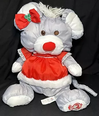 1988 Fisher Price Puffalump Christmas Mouse Plush 8034 Girl Mrs Clause Red Dress • $15.29