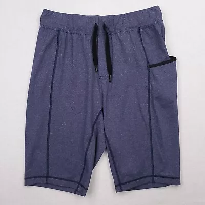 Lululemon Blue Soft Knit Compression Shorts Mens Sz M Stretch Pocket Lightweight • $35.99