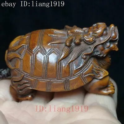 £26.40 • Buy Old Japanese Boxwood Hand Carved Dragon Turtle Statue Netsuke Table Decoration