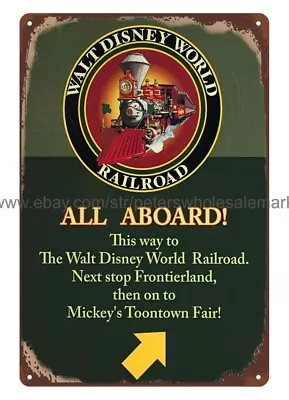 World Railroad Next Stop Frontierland Mickey's Toontown Fair Metal Tin Sign • $18.98