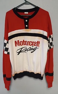 Vintage Motorcraft Racing Long Sleeve Henley Sweatshirt J.J. Macintyre Large • $19.99