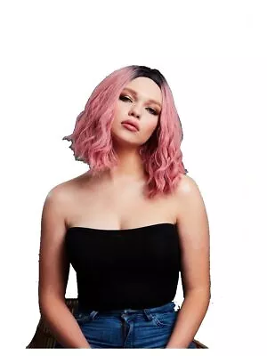 Smiffys Fever Cara Wig Two Toned Blend Ash Pink • $29.16