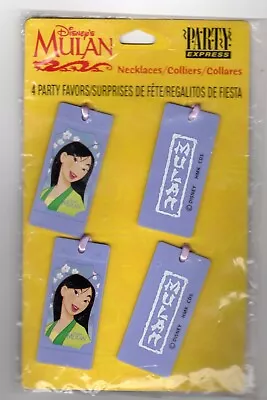 Disneys Mulan Necklaces 4 Birthday Party Favors Purple Lavender Double-sided  • $4.95