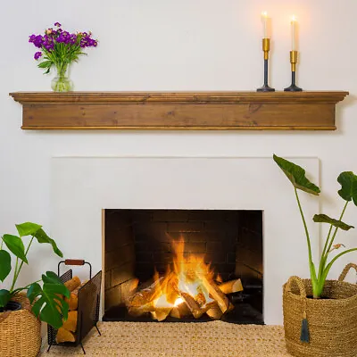 Barton 72  Rectangle Fireplace Mantel Shelf Wood Floating WallMount Vintage Ash • $189.95