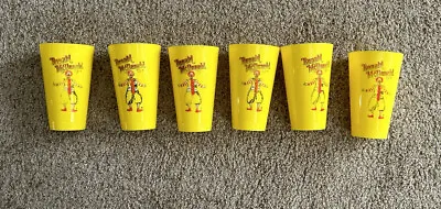 Lot Of 6 Vintage Yellow Plastic Mcdonalds Cups Ronald McDonald 16 Oz • $10