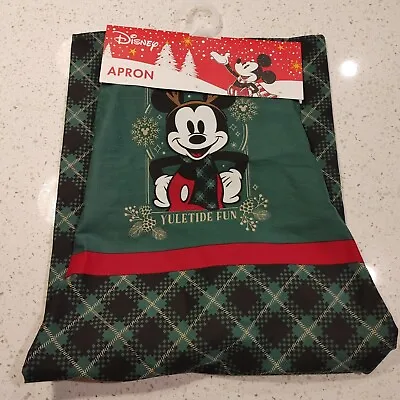 Disney Mickey Mouse Reindeer Yuletide Fun Christmas Holiday Festive Apron Green  • $21.11