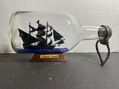 Black Pearl Model Ship In A Glass Bottle 9  Collectible • $20