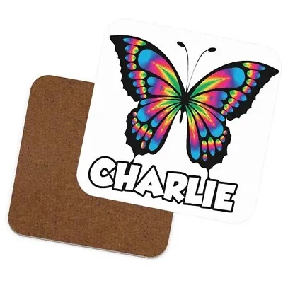 £4.99 • Buy Personalised Butterfly Drinks Coaster Birthday Gift Stocking Filler