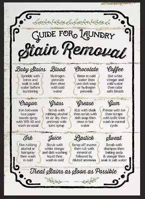 £6.99 • Buy Guide For Laundry Stain Removal Metal Sign Kitchen Home Utility Room Fun Gift