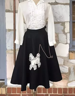 Vintage Poodle Skirt Circa 1950s Handmade Black Felt Grease Costume Rockabilly • $65