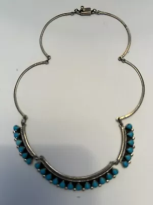 Fantastic Vintage Mexican Sterling Turquoise Snake Eye Necklace  • $139.99