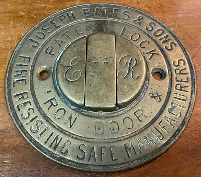 £25 • Buy Very Rare Joesph Bates Fire Resisting Safe Brass Plaque Queen Elizabeth A948