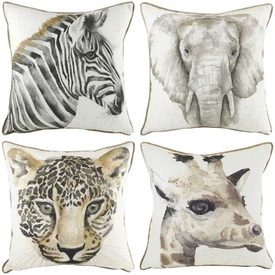 £12.95 • Buy Animal Print Cushion Cover Safari Watercolour Covers 17 X 17  By Evans Lichfield