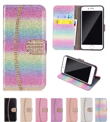 $20.23 • Buy For IPhone 14 Pro Max XR 6 7 8 Plus Bling Glitter Leather Flip Wallet Case Cover