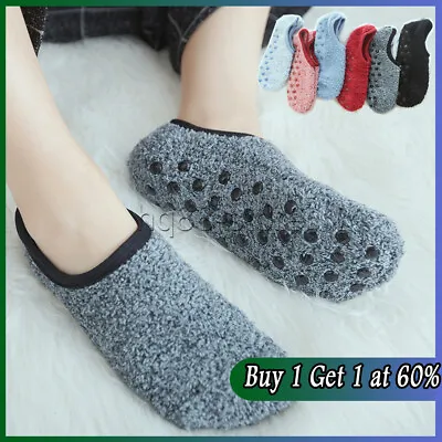 £3.55 • Buy Women Mens Winter Warm Non-slip Home Fleece Thick Bed Slipper Floor Ankle Socks