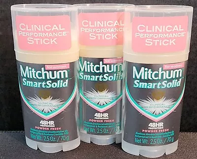 3x Mitchum Smart Solid For Women Clinical Performance Stick Powder Fresh 3 Lot • $46.99