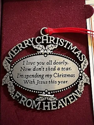 Merry Christmas From Heaven Pewter Ornament Loved One Memorial Tree Decoration • $19.99