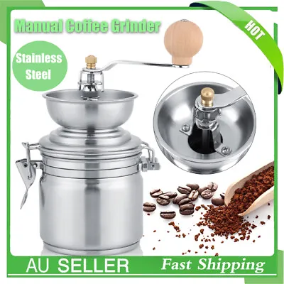 Manual Coffee Grinder Nut Bean Spice Milling Stainless Steel Grinding Machine AU • $22.70