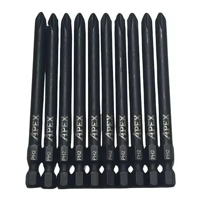 APEX #2 Phillips 3-1/2  Impact Power Bits 1/4  Hex Shank 10 Pack • $11.99