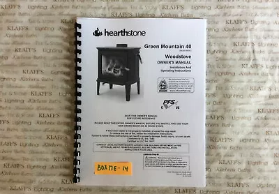 Hearthstone Green Mountain 40 8640 Wood Stove Operation Owners Parts Manual  • $12.95