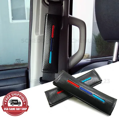 $12.99 • Buy 2pcs Fit BMW Sport Car Carbon Seat Belt Cover Safety Shoulder Strap Cushion Pad
