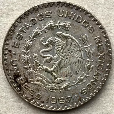 Mexico 1967 Silver  1 Peso Coin In Extremely Fine  Grade. • £1