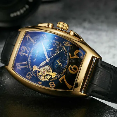 Gold & Black Tourbillon  Luxury Mens Wrist Watch Tourneau • $34.95