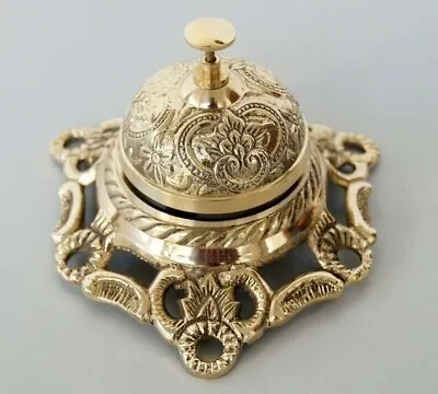 Table Desk Bell Antique Vintage Brass Hotel Service Ornate Reception Counter • $33.99