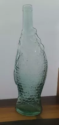 Vintage CCP Light Green Fish Bottle Glass 13 1/2  Wine Decanter Italy • $14