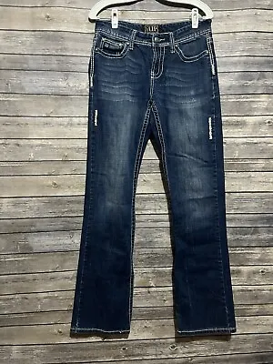 Cowgirl Up Jeans Women's 30x36 Dark Wash Heavy Stitch Bootcut Denim • $15.99