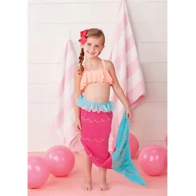 Mud Pie Mermaid Tail Towel Blanket Girls Pink Blue • $32