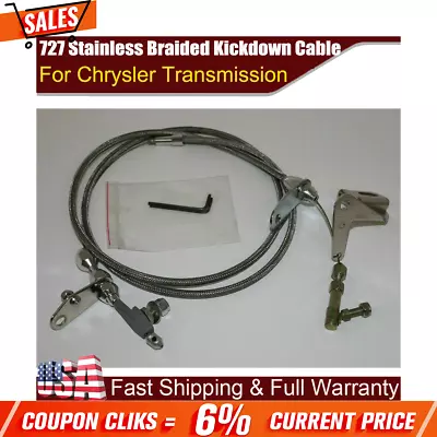 Stainless Braided Kickdown Transmission Cable 727 Detent Fits Chrysler Mopar! • $25.09