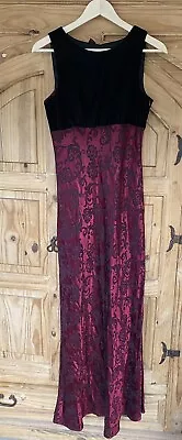 Vintage 90s Y2K Prom Maxi Dress Maroon Black Velvet Goth Medium Size 9 • $40