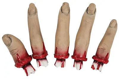 Halloween Fancy Dress Party Prop Fake Zombie Bloody Hand Fingers Pack Of 5 • £4.95