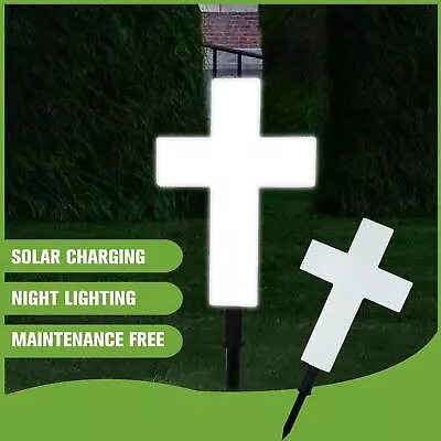 Solar Powered Light Cross By Eternal Light Memorial For Grave Garden Light🔥 • £17.28