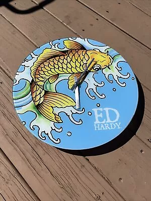 Don Ed Hardy Gold Koi Fish Glass Clock • $20