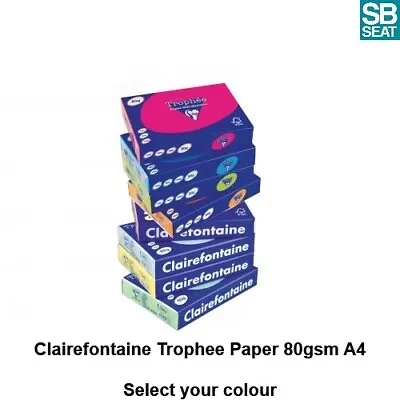 (1 Ream 500 Sheets) Clairefontaine Trophee Paper 80gsm A4 (Select Your COLOUR) • £14.95