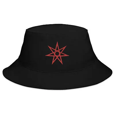 Red Elven Star Embroidered Bucket Hat Pagan Witchcraft Symbol • $29.95